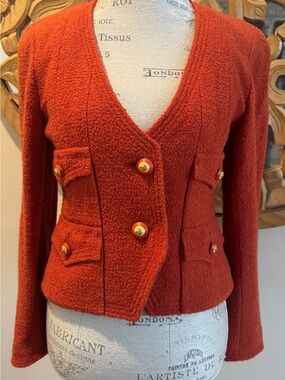 Chanel brick Bouclé Jacket with Gold Buttons
